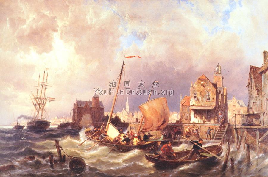 Shipping before a Dutch Harbour Town - 皮尔特·克里斯蒂安·窦曼森